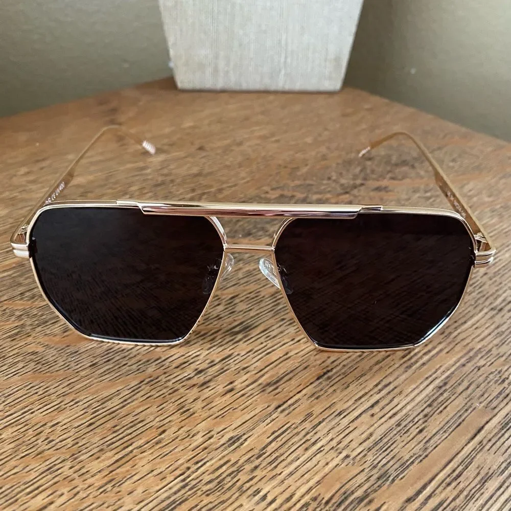 Sojos Pioneer Aviator Sunglasses. Gold Frame w/Green Lenses. New (NIB)! Unisex